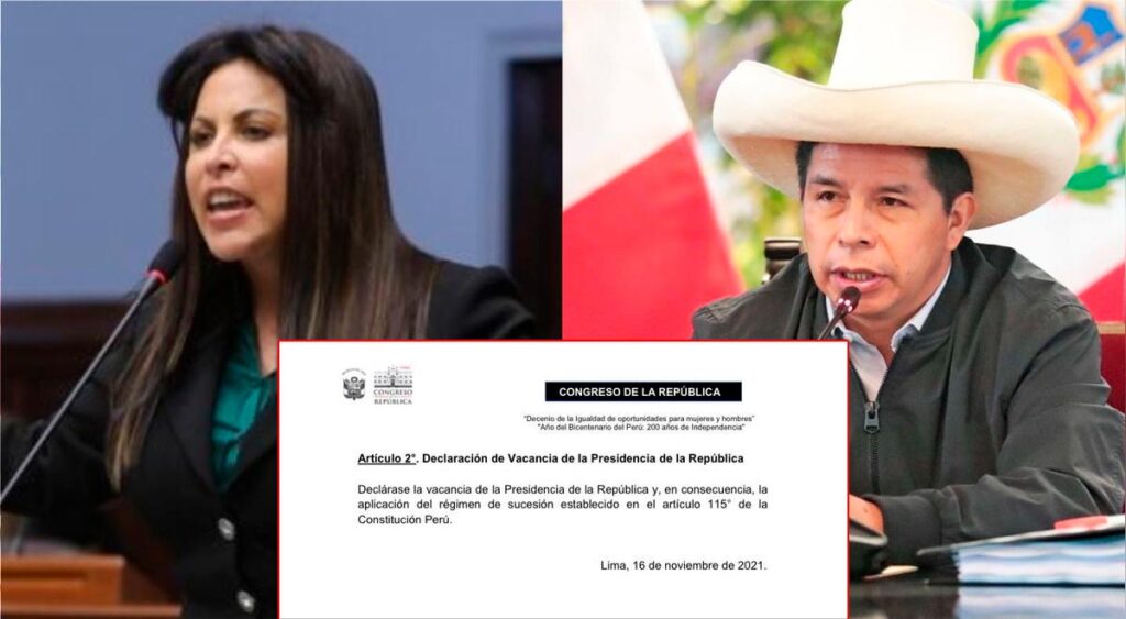 Patricia Chirinos plantea vacancia presidencial contra Pedro Castillo