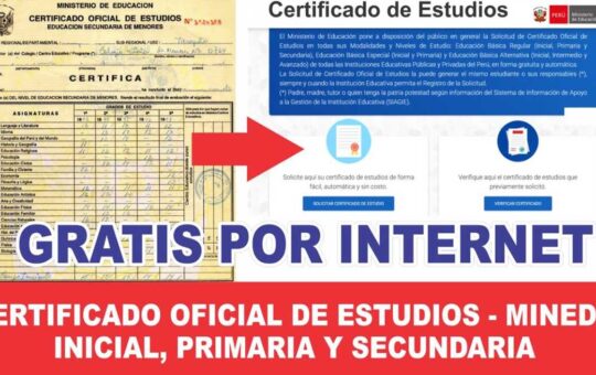 Certificado de estudios del Minedu