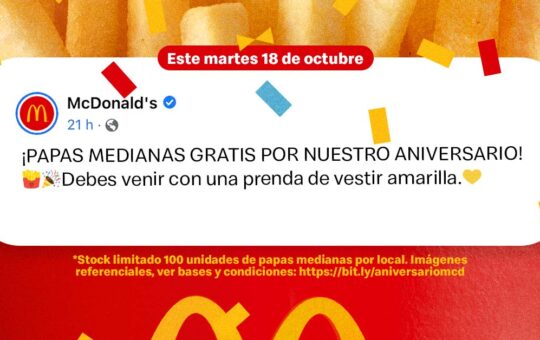 McDonald’s cumple 26 años y lo celebra con fiesta y papas gratis