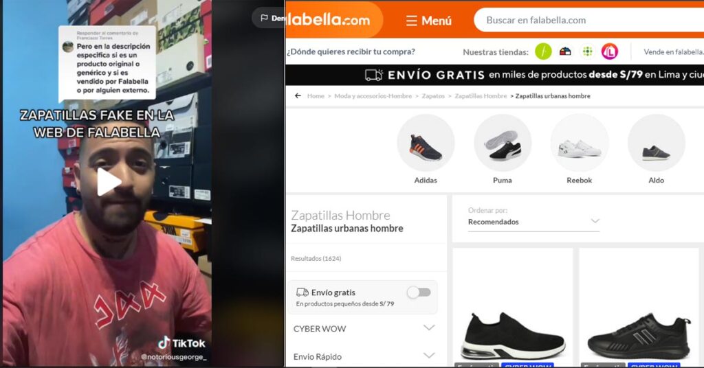 Especialista asegura que Falabella vende zapatillas fake