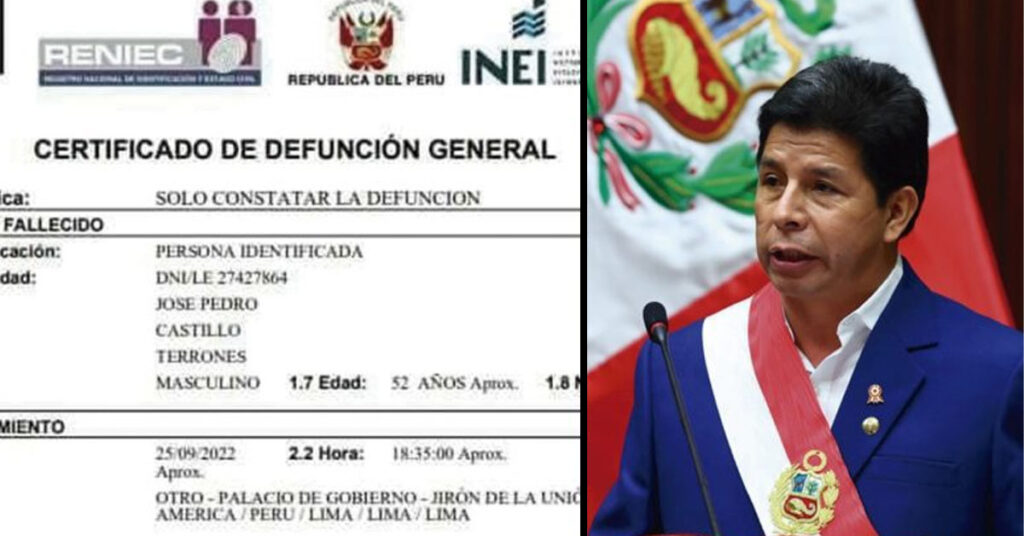 ESCANDALO: Pedro Castillo aparece como muerto