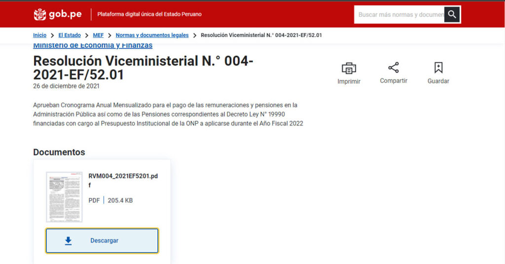 ONP: Cronograma de pagos de sueldos y pensiones DICIEMBRE