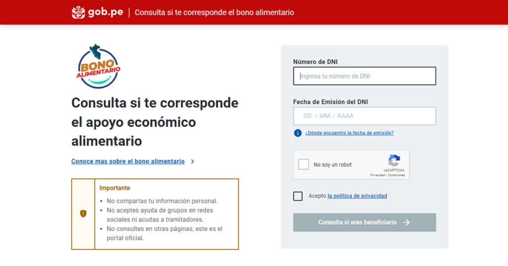 Bono Alimentario S/270.00 LINK OFICIAL: Medio y Fechas de pago