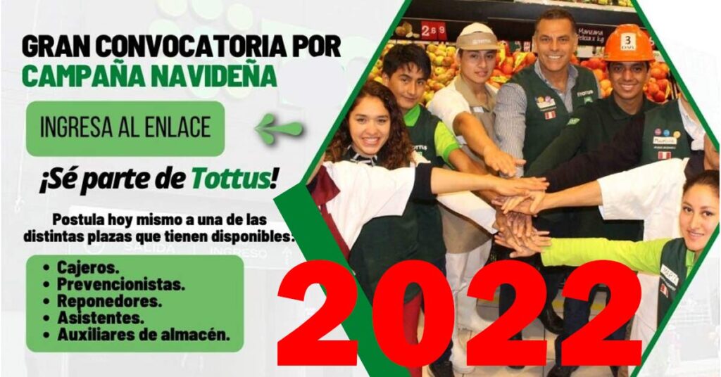 TOTTUS:  Se busca nuevo personal para CAMPAÑA NAVIDEÑA