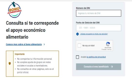 Bono Alimentario LINK oficial de consulta