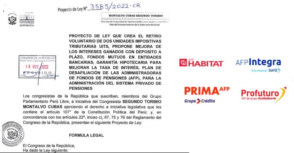 AFP 2UIT: Presentan proyecto de libre desafiliación y devolución de aportes