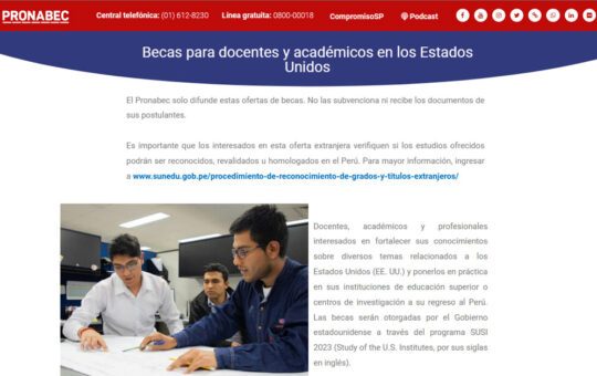 Estados Unidos lanza becas para docentes y profesionales peruanos