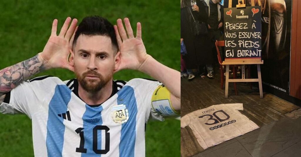 Argentina: Bar francés usa camiseta de MESSI como tapete