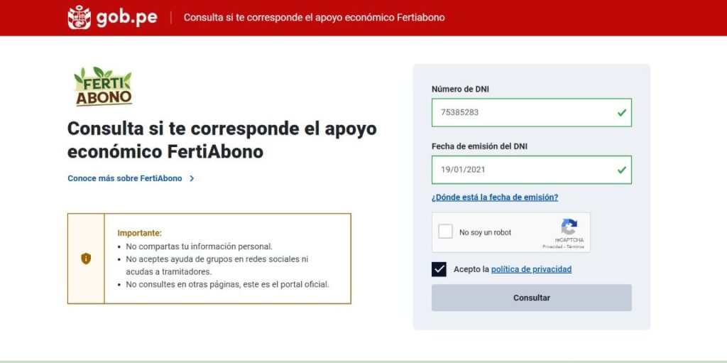 Nuevo Bono 800 Soles