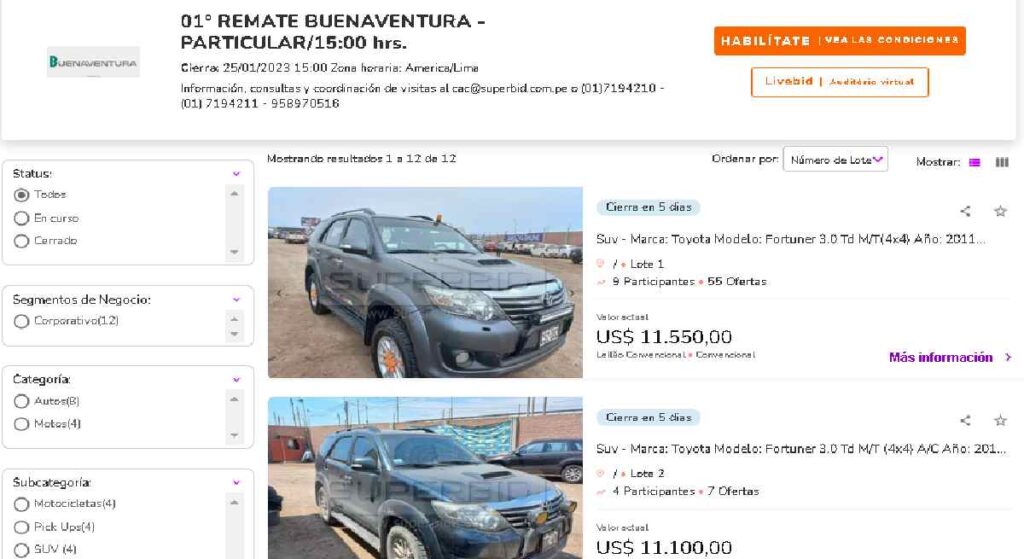 Remate Buenaventura – Enero 2023
