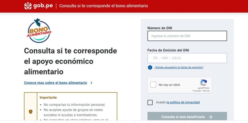 Bono Alimentario Febrero