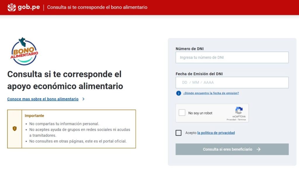 Bono Yanapay Alimentario 2023