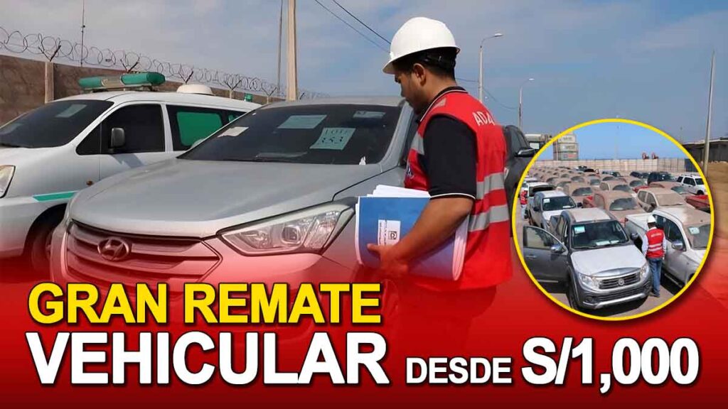 Catálogo de remates vehiculares en Perú: autos, motos y camionetas seminuevas en subasta