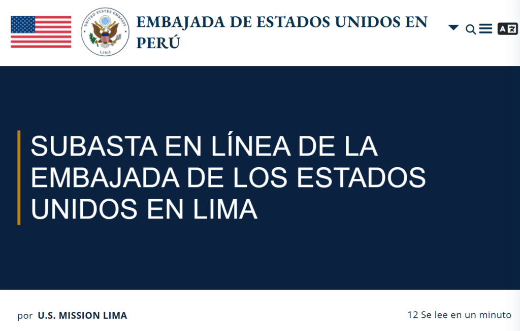 Subasta en línea de la Embajada de Estados Unidos